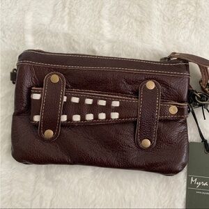 Myra Leather Cowhide Wristlet Crossbody Bag